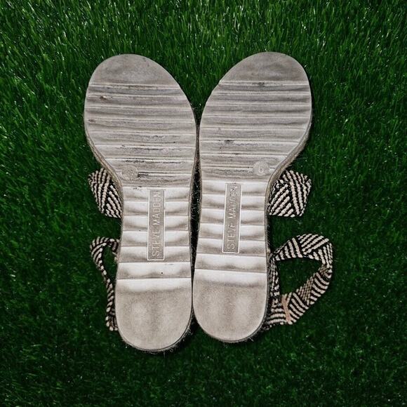 Steve Madden Sandals Womens 6 Jennie Espadrille Strappy Black Wedge Heels zebra - Picture 8 of 8
